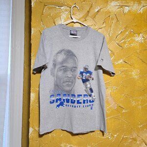 Vintage Lee Sport 1990s Era Barry Sanders Detroit Lions Graphic Tee T-Shirt Size
